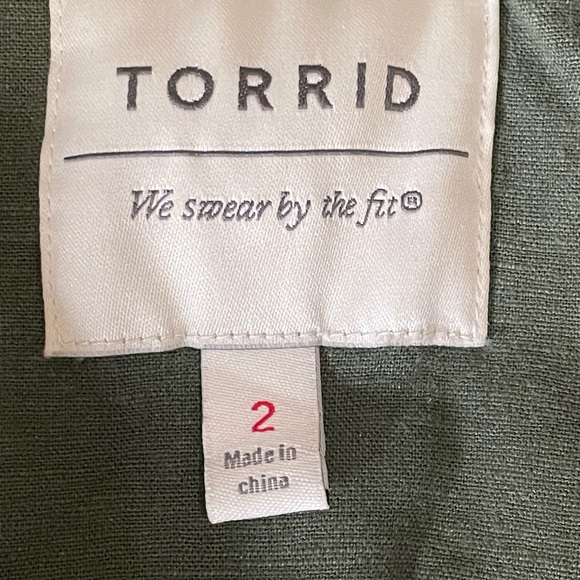 Torrid Green Linen Blend Utility Tab Sleeve Jacket Size 2 - Picture 9 of 10